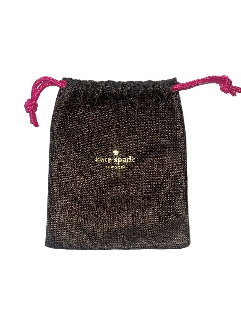 kate spade brown pouch with pink drawstrings - Picture 1 of 4